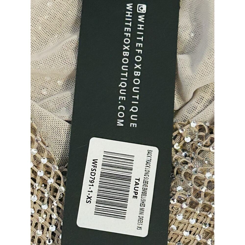 NWT White Fox Back Track Embellished Mini Dress in Taupe size XS - Picture 6 of 6